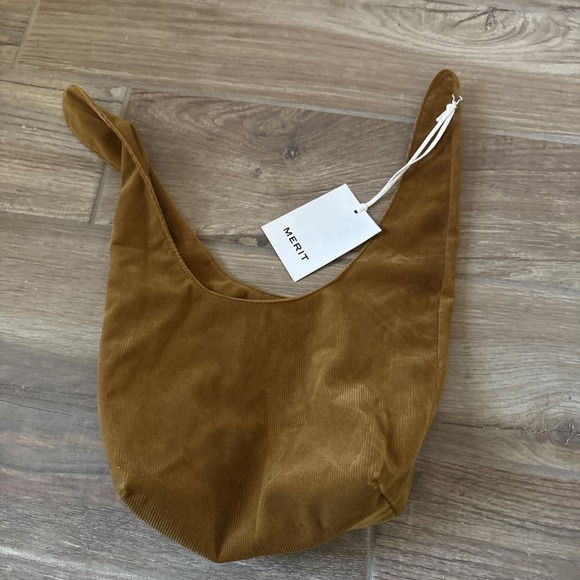 Merit Handbags - Merit Beauty Ochre Yellow Corduroy Tote Bag Small Hobo Minimalist NEW